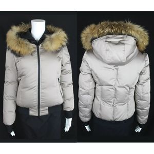 Soia & Kyo Beige Raccoon Fur Winter Jacket XS $650
